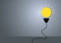 Yellow light bulb with light. Ideas inspiration concept of business finance or goal to success, Creativity of human. Royalty Free Stock Photo