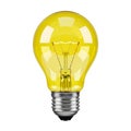 Yellow light bulb isolated on clean and solid white background Royalty Free Stock Photo