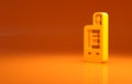 Yellow Light meter icon isolated on orange background. Hand luxmeter. Exposure meter - a device for measuring the