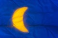 Yellow Light from Night Crescent, Moon on Bed Blanket