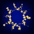 Yellow Light Stars Vector Blue Background. Royalty Free Stock Photo