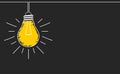 Yellow lightbulb on a chalckboard banner. Creative idea concept illustration. Vector icon.