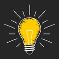Yellow lightbulb on a chalckboard. Creative idea concept illustration. Vector icon. Royalty Free Stock Photo