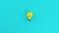 Yellow lightbulb on cyan background. Concept of creativity and idea