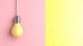 Yellow lightbulb hanging pastel background idea Royalty Free Stock Photo