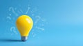 The yellow lightbulb illuminating ideas with question marks and creativity. AI generated image Royalty Free Stock Photo