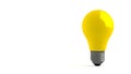 Yellow lightbulb is placed on white background. Isolated bulb, free space for custom text. Usable as representation of ideas and Royalty Free Stock Photo
