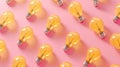 The yellow lightbulbs pattern.AI generated image Royalty Free Stock Photo