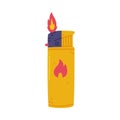 Yellow Lighter as Portable Device for Igniting Cigarette and Generating Flame Vector Illustration Royalty Free Stock Photo