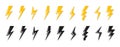 Yellow lightning bolt icon flash logo vector set