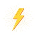 Yellow lightning bolt with radiating lines, vintage style illustration Royalty Free Stock Photo