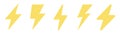 Yellow lightning bolt. Thunderbolt icons set. Yellow charge symbol. Thunderbolt icon set. Energy symbol. Lightning bolt sign set.