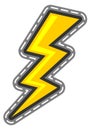 Yellow lightning patch. Electric energy. Thunderstorm sticker Royalty Free Stock Photo