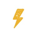 Yellow lightning thunderstorm fast electricity grunge texture vector hand drawn minimalist arrow