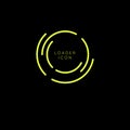 Yellow line loading icon, isolated on a dark background. Flat design.