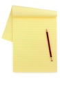 Yellow lined paper and pencil Royalty Free Stock Photo