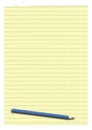 Yellow lined paper and pencil Royalty Free Stock Photo