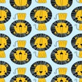 Yellow lion seamless pattern