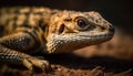 Yellow lizard crawls on branch in forest generated by AI Royalty Free Stock Photo