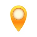 Yellow location pin symbol with circular center for map and navigation use