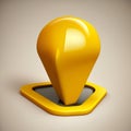Yellow location symbol pin icon sign or navigation locator map travel
