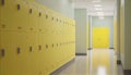 Yellow lockers cabinets furniture in a locker room at school or university for student.