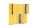 Yellow lockers. Two row section of lockers for schoool or gym Royalty Free Stock Photo