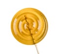 Yellow lollipop, white background. Isolated Royalty Free Stock Photo