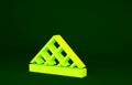 Yellow Louvre glass pyramid icon isolated on green background. Louvre museum. Minimalism concept. 3d illustration 3D
