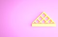 Yellow Louvre glass pyramid icon isolated on pink background. Louvre museum. Minimalism concept. 3d illustration 3D