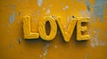 Yellow Love concept creative horizontal art poster.