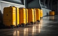 Yellow luggage suitcases at the airport, Generative AI