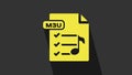 Yellow M3U file document. Download m3u button icon isolated on grey background. M3U file symbol. 4K Video motion graphic