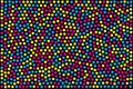 Yellow, magenta and cyan circles on black background