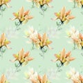 Yellow magnolia on green background