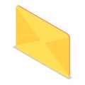 Yellow mail icon set, isometric style