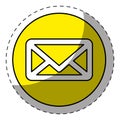 Yellow mail symbol button icon