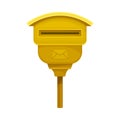 Yellow mailbox for correspondence delivery. Retro post box for paper letters and newspapers flat vector illustration