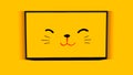 Yellow maneki neko japanese Lucky cat face on tv screen art frame Royalty Free Stock Photo
