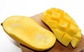 Yellow Mango slice fruit isolate on white background