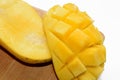 Yellow Mango slice fruit isolate on white background