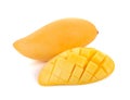 Yellow mango ,thai fruit favorite isolated on a white background Royalty Free Stock Photo