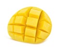 Yellow mango on a white. Detailed retouch. Royalty Free Stock Photo