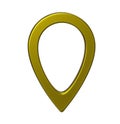 Yellow map pointer 3d pin. Location symbol isolated on white background. Web location point, pointer. 3D rendering. Royalty Free Stock Photo