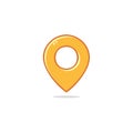 Yellow Map Pointer Icon with Shadow, Location Pin Symbol Design for Navigation and Address Finding Applications Royalty Free Stock Photo