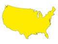 Yellow Map of USA Royalty Free Stock Photo