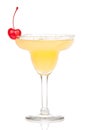 Yellow margarita cocktail with red cherry Royalty Free Stock Photo