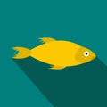 Yellow marine fish icon, flat style Royalty Free Stock Photo