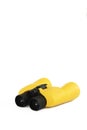 Yellow marine optical plastic binoculars on a white background