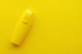 Yellow marker on yellow background, top view, copy space. School, office supplies - marker. Marker to highlight texton